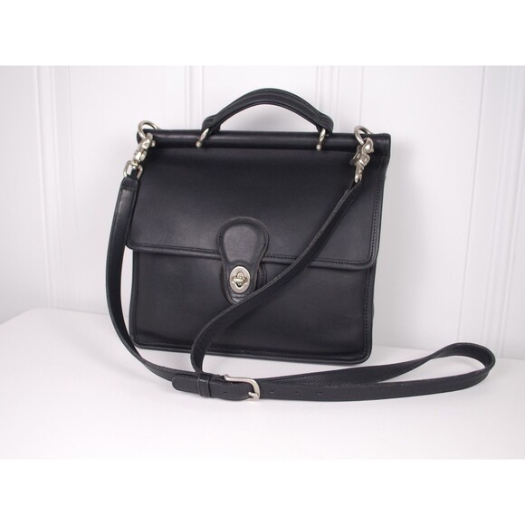 Vintage COACH 9927 WILLIS Black Leather Crossbody Shoulder Bag 90s - Picture 1 of 10